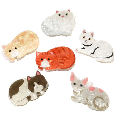 6 pinces à cheveux en forme de petit chat en acrylique - Chic & Coquette