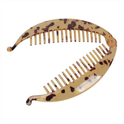 Grande pince à cheveux banane motif tacheté léopard marron pour queue de cheval - griffe ouverte - Chic & Coquette