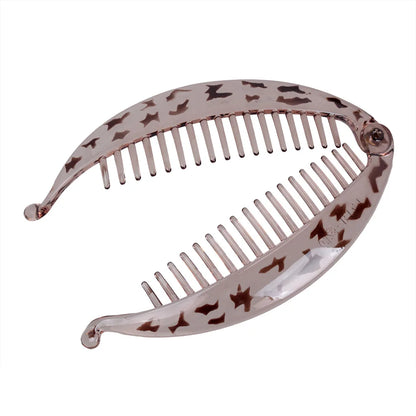 Grande pince à cheveux banane motif zébrée gris pour queue de cheval - griffe ouverte - Chic & Coquette
