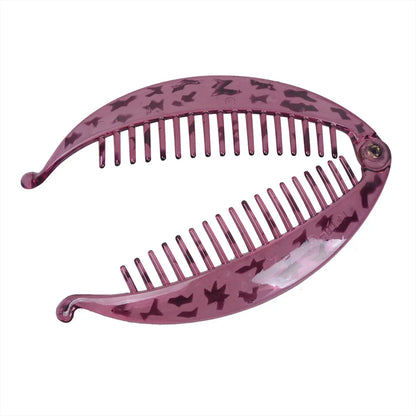 Grande pince à cheveux banane motif zébrée violet pour queue de cheval - griffe ouverte - Chic & Coquette