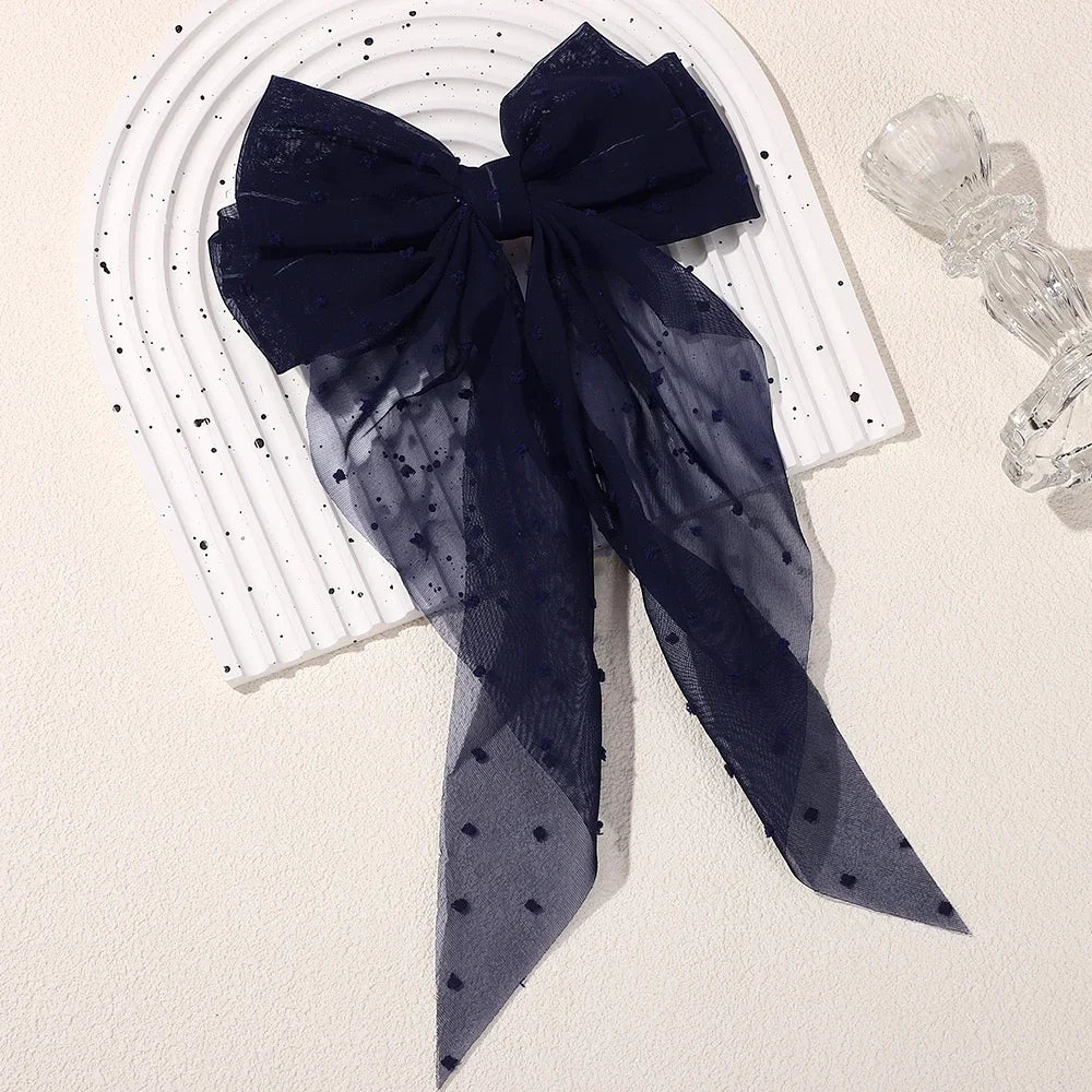 Barrette cheveux - Grand noeud en tulle plumetis - Chic & Coquette