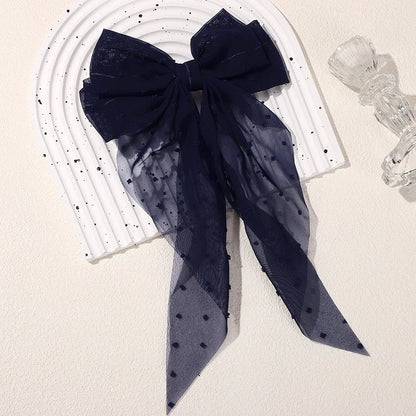 Barrette cheveux - Grand noeud en tulle plumetis - Chic & Coquette
