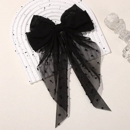 Barrette cheveux grand nœud en tulle plumetis Rose - Chic & Coquette