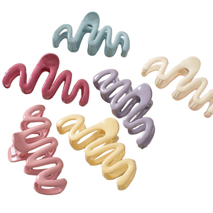 6 pinces cheveux en forme de vagues ondulées de différentes couleurs pastel - Chic & Coquette