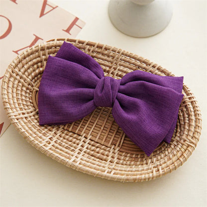 Barrette cheveux avec grand noeud papillon XXL en lin Rose - Chic & Coquette