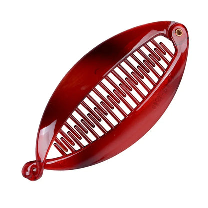 Grande pince à cheveux banane translucide rouge pour queue de cheval - Chic & Coquette
