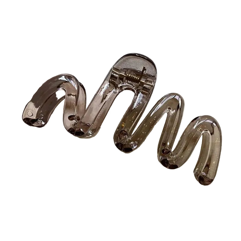 Pince à cheveux Vague Ondulée Brillante Gris Transparent - Chic & Coquette