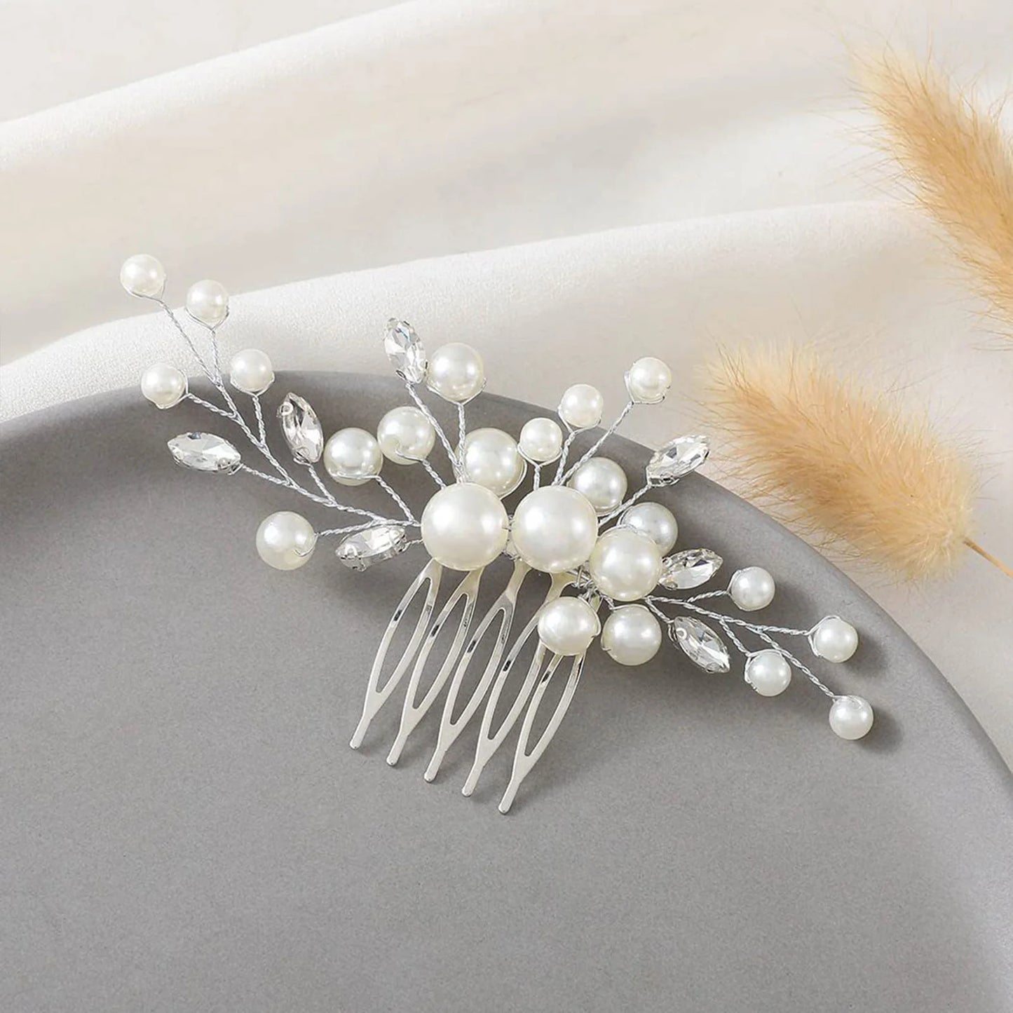 Peigne cheveux mariage élégant avec perles, strass & cristaux 20 - Chic & Coquette