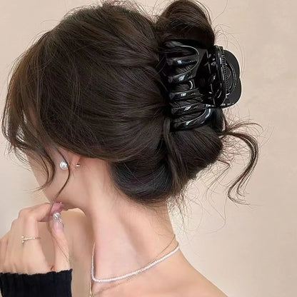 Grande pince à cheveux crabe en plastique – Pince chic cheveux épais Marron - Chic & Coquette