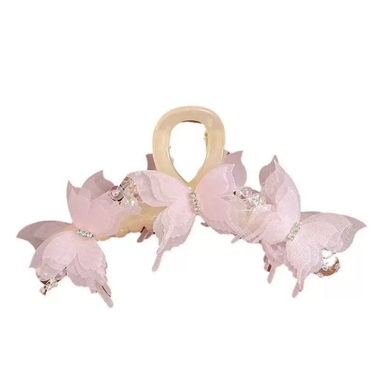 Pince à cheveux papillon perles et strass style Fairycore Blanc - Chic & Coquette