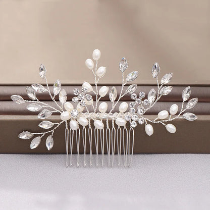 Peigne cheveux mariage élégant avec perles, strass & cristaux 30 - Chic & Coquette