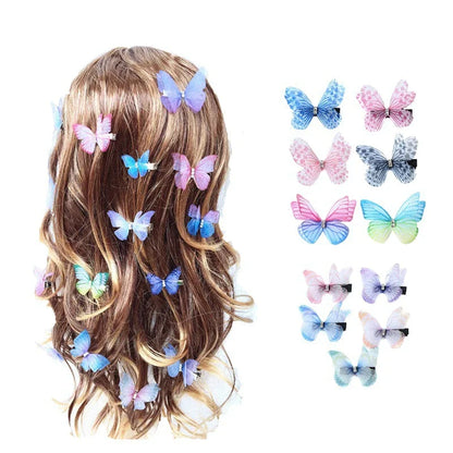 Pinces à cheveux papillon en maille double couche Lilas - Chic & Coquette