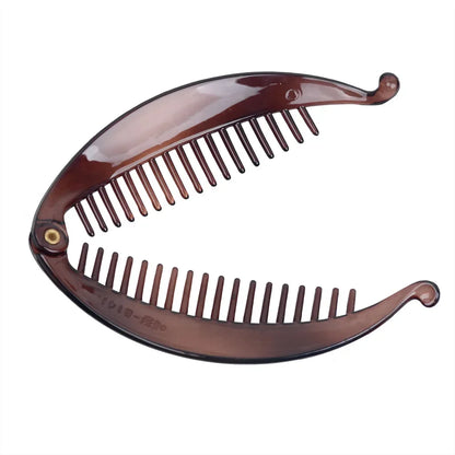 Grande pince à cheveux banane translucide marron pour queue de cheval - griffe ouverte - Chic & Coquette