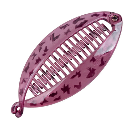 Grande pince à cheveux banane motif zébrée violet pour queue de cheval - Chic & Coquette