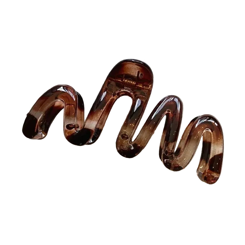 Pince à cheveux Vague Ondulée Brillante Ambre et Marron - Chic & Coquette