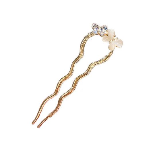 Épingle à cheveux métal doré avec deux petits papillons Doré - Chic & Coquette