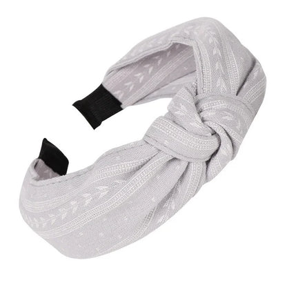 Serre-tête noué en tissu style Bandana Gris - Chic & Coquette