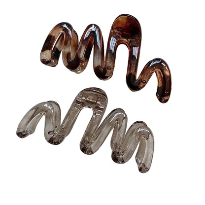 2 pinces à Cheveux Vague Ondulée Brillante en Acétate - Chic & Coquette