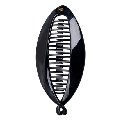 Grande pince à cheveux banane translucide noir pour queue de cheval - vue verticale - Chic & Coquette
