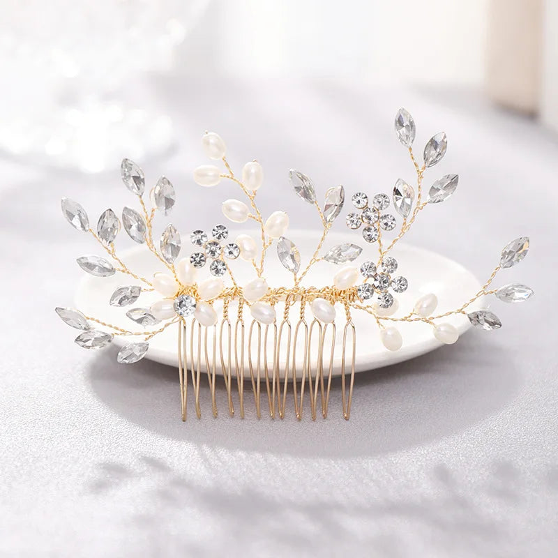 Peigne cheveux mariage élégant avec perles, strass & cristaux 12 - Chic & Coquette