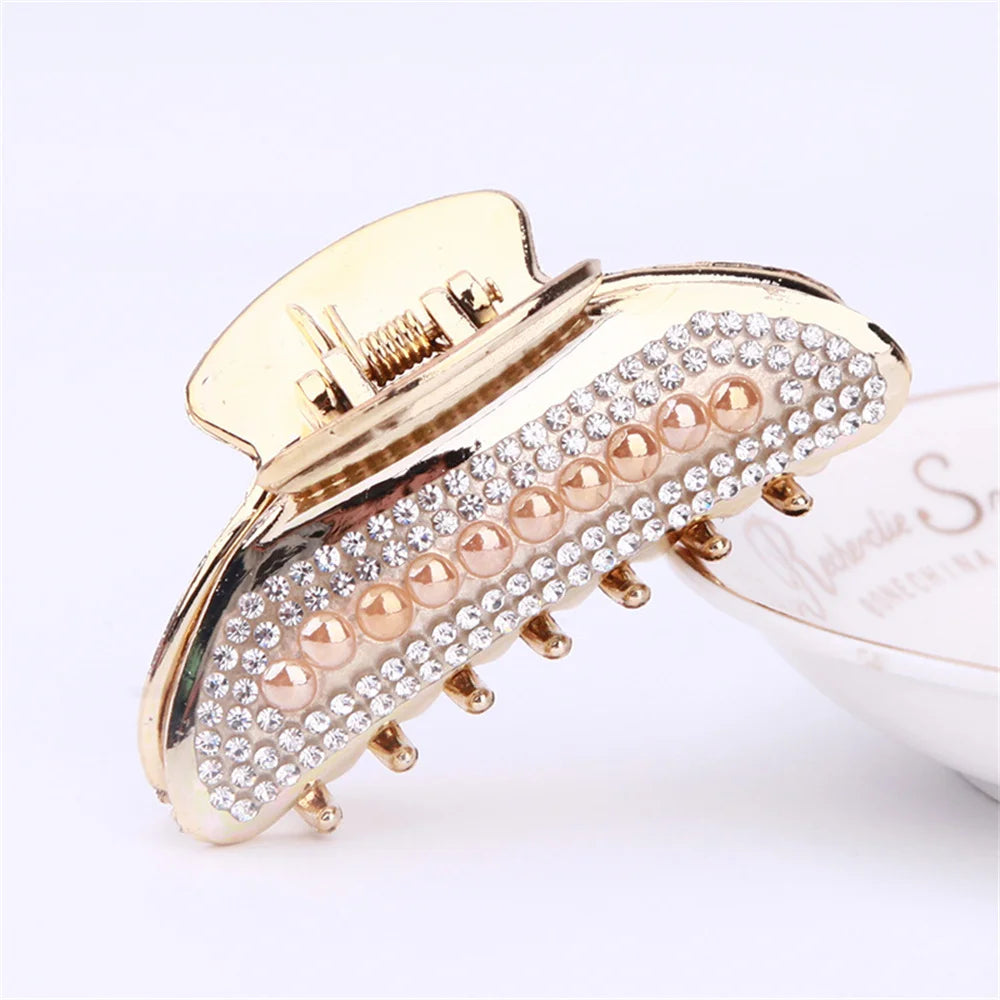 Pince à cheveux crabe avec perles et strass –  7 cm 4 - Chic & Coquette