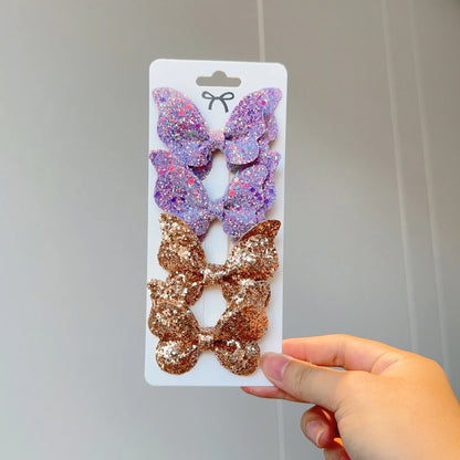 4 barrettes bébé fille nœud papillon brillant à paillettes 8 - Chic & Coquette
