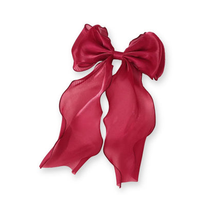 Barrette cheveux avec grand noeud en organza uni Blanc - Chic & Coquette