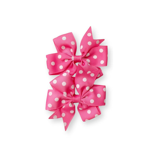 Lot 2 barrettes bébé fille à nœuds imprimés pois blancs – âge 1-3 ans Rose - Chic & Coquette