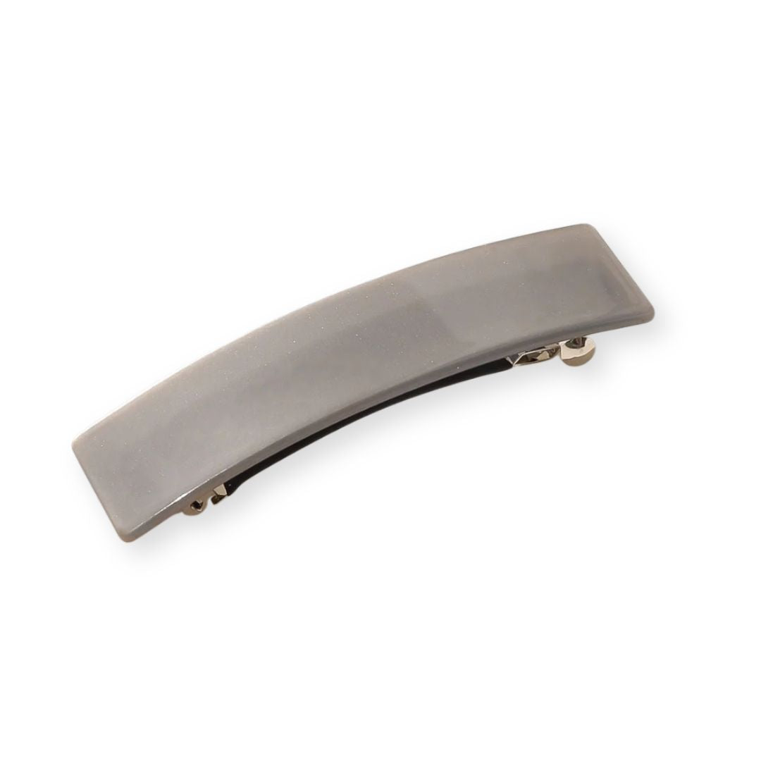 Barrette cheveux en acétate rectangulaire couleur gris unie mate - Chic & Coquette