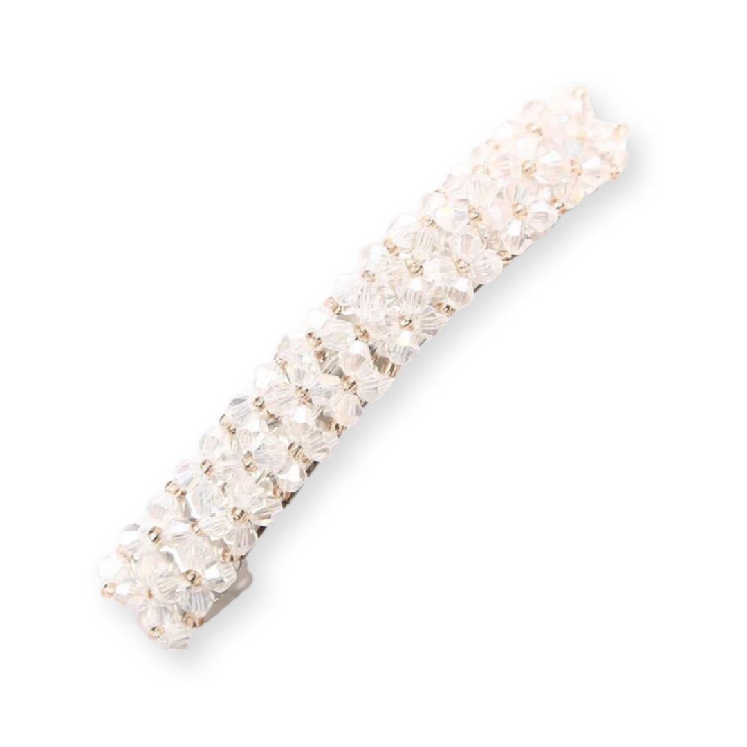 barrette cheveux cristal strass brillant en blanc- Chic & Coquette 