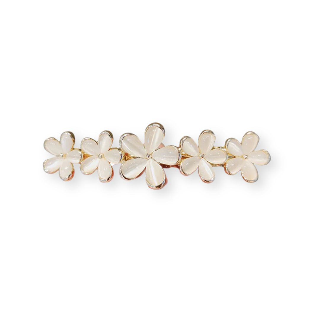 Barrette cheveux fleurs blanches en cristal – 7 cm Default Title - Chic & Coquette