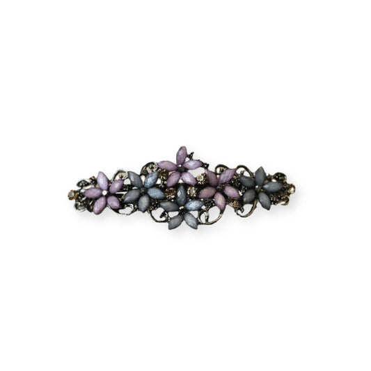 Barrette cheveux orné de fleurs en cristal Bleu-Rose - Chic & Coquette
