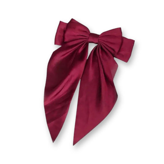 Barrette cheveux grand nœud en satin uni – 15 couleurs Beige - Chic & Coquette