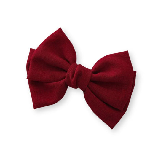 Barrette cheveux avec grand noeud papillon XXL en lin Blanc - Chic & Coquette