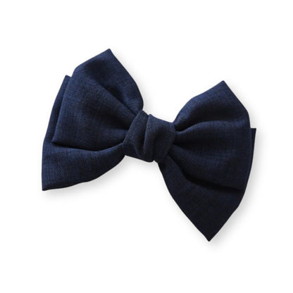 Barrette cheveux avec grand noeud papillon XXL en lin Vert - Chic & Coquette