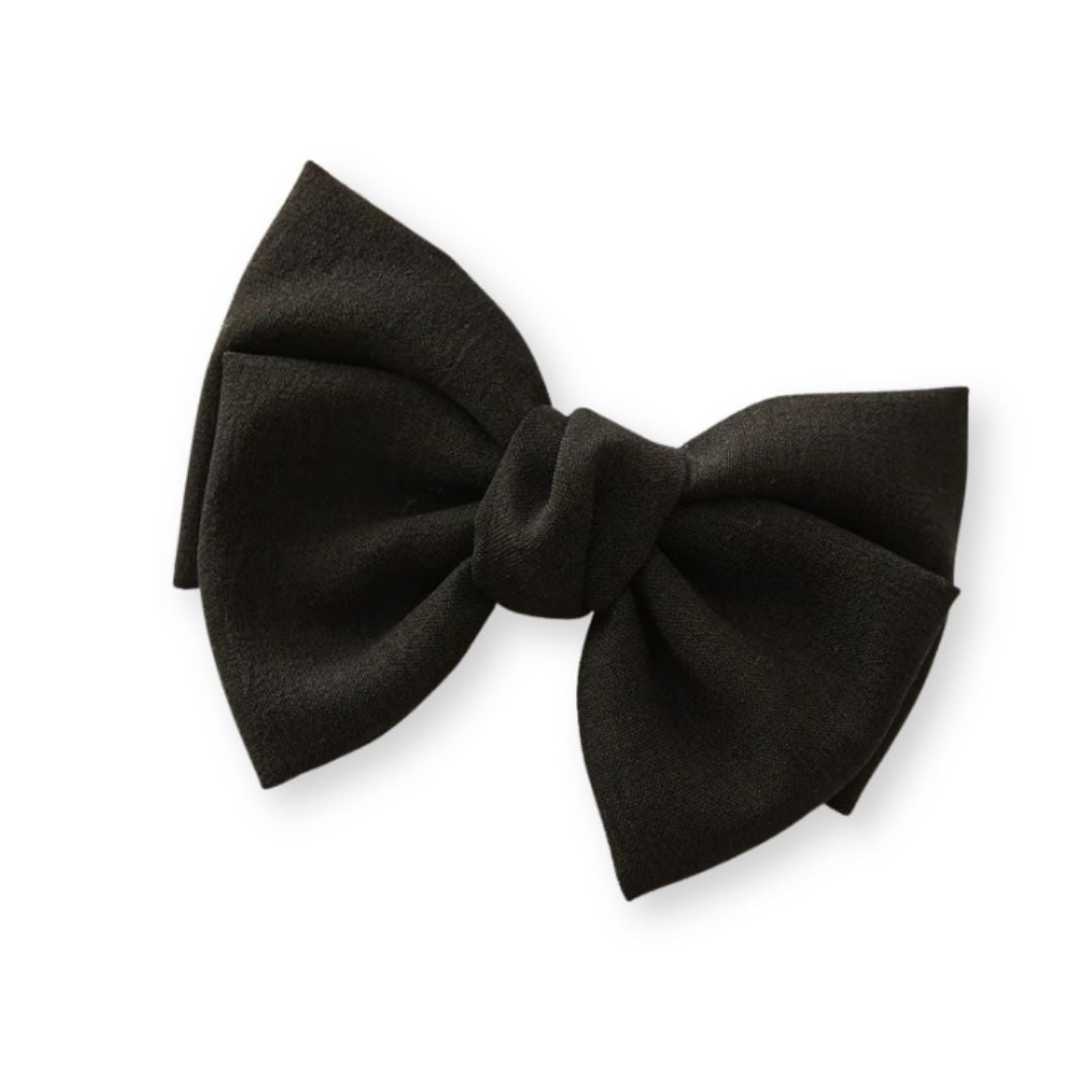 Barrette cheveux avec grand noeud papillon XXL en lin Rouge - Chic & Coquette