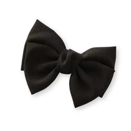 Barrette cheveux avec grand noeud papillon XXL en lin Rouge - Chic & Coquette