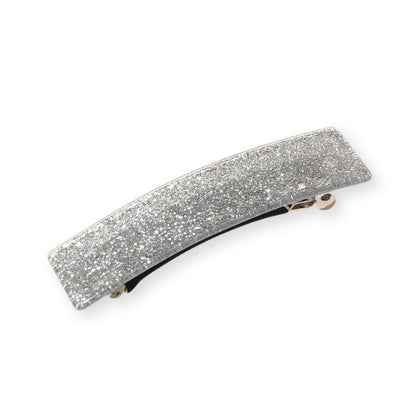 Barrette cheveux pailletée rectangulaire en argent brillant - Chic & Coquette