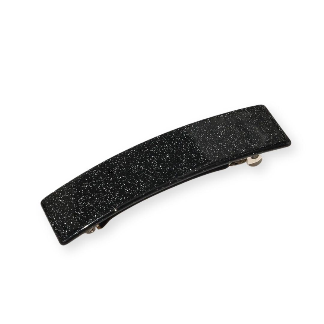 Barrette cheveux pailletée rectangulaire en noir brillant - Chic & Coquette