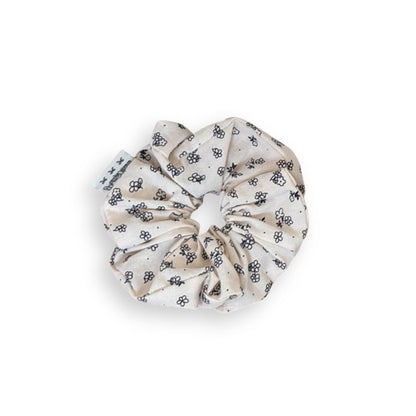 Chouchou cheveux petites fleurs imprimées – Style coréen Fleurs noir - Chic & Coquette