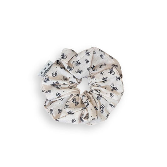 Chouchou cheveux petites fleurs imprimées – Style coréen Fleurs noir - Chic & Coquette