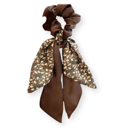 Chouchou nœud papillon bicolore à motif imprimé Marron - Chic & Coquette