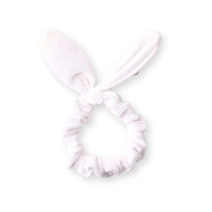 Chouchou en velours avec noeud d'oreilles de lapin blanc - Chic & Coquette