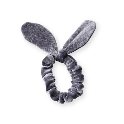 Chouchou en velours avec noeud d'oreilles de lapin Gris - Chic & Coquette