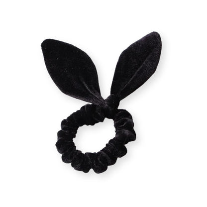 Chouchou en velours avec noeud d'oreilles de lapin Noir - Chic & Coquette