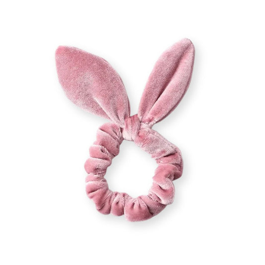 Chouchou en velours avec noeud d'oreilles de lapin Rose - Chic & Coquette