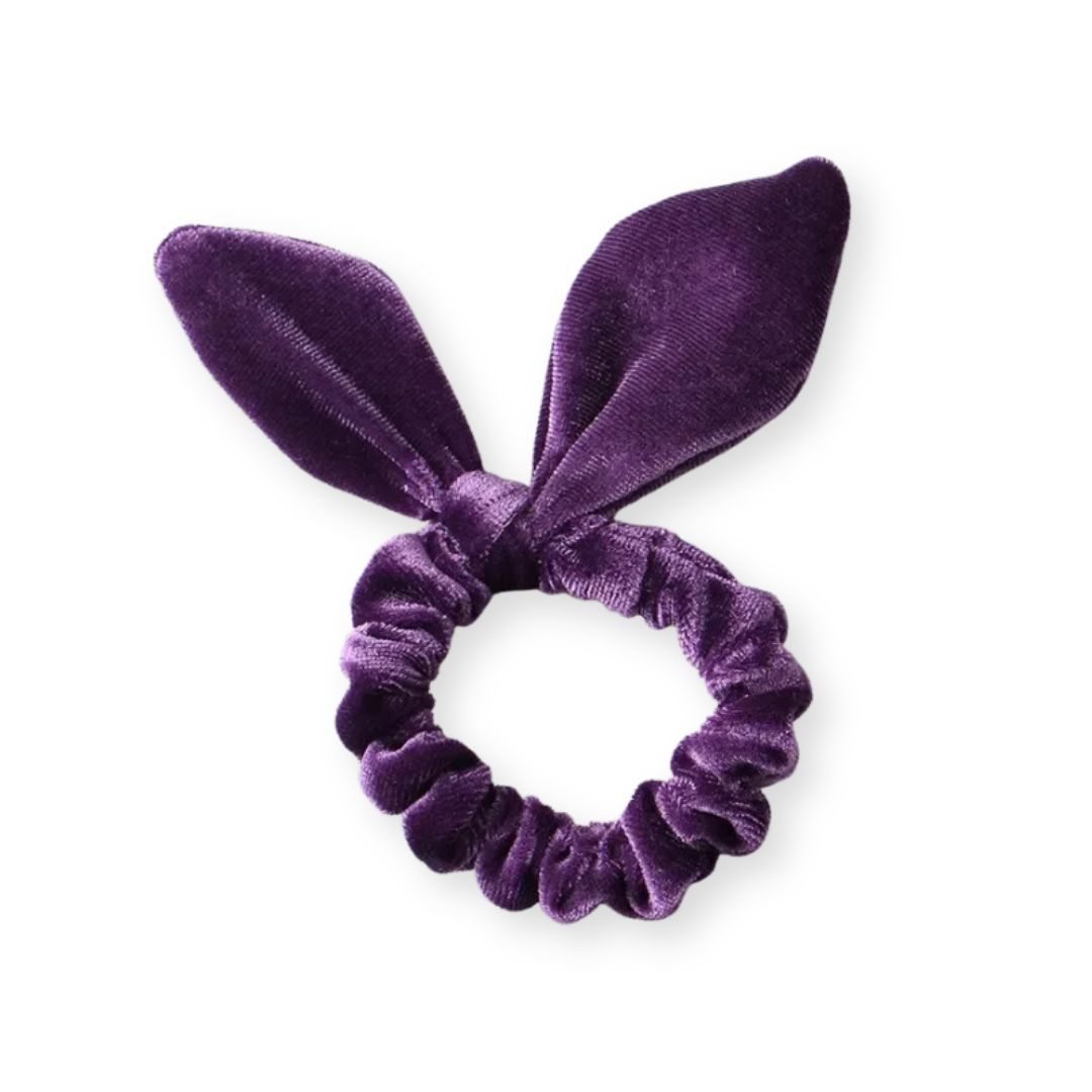 Chouchou en velours avec noeud d'oreilles de lapin Violet - Chic & Coquette