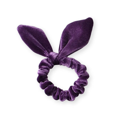 Chouchou en velours avec noeud d'oreilles de lapin Violet - Chic & Coquette