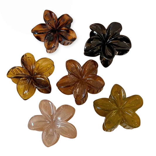 Pince à cheveux fleurs transparentes tons automne Léopard - Chic & Coquette