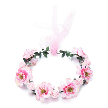 couronne de fleurs bohémya rose
